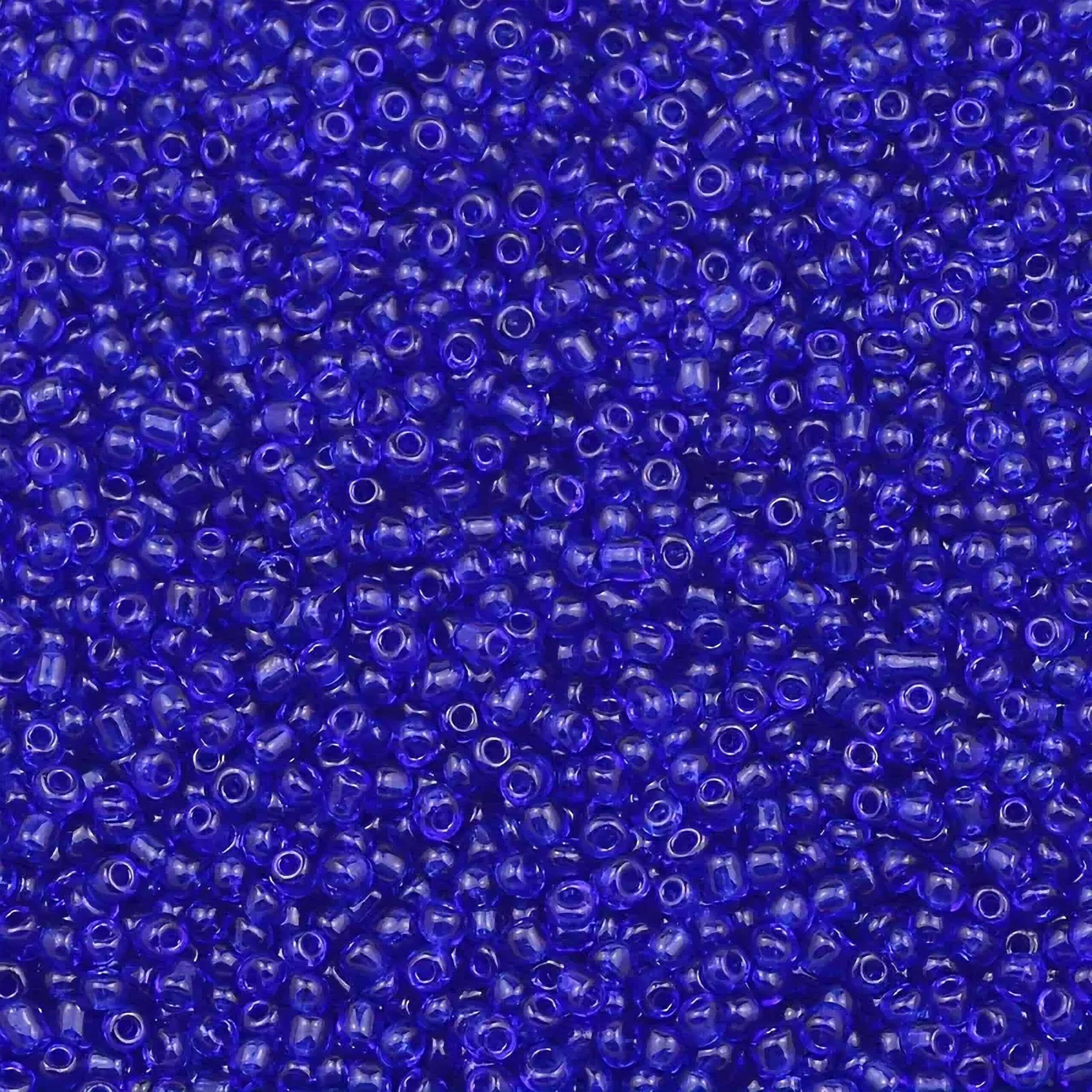 Indikonb Seed Beads Transparent Finish Small Glass Beads Size 8/0-3Mm Sugar Glass Beads For Embroidery, Aari Work, Jewellery Making (Blue)