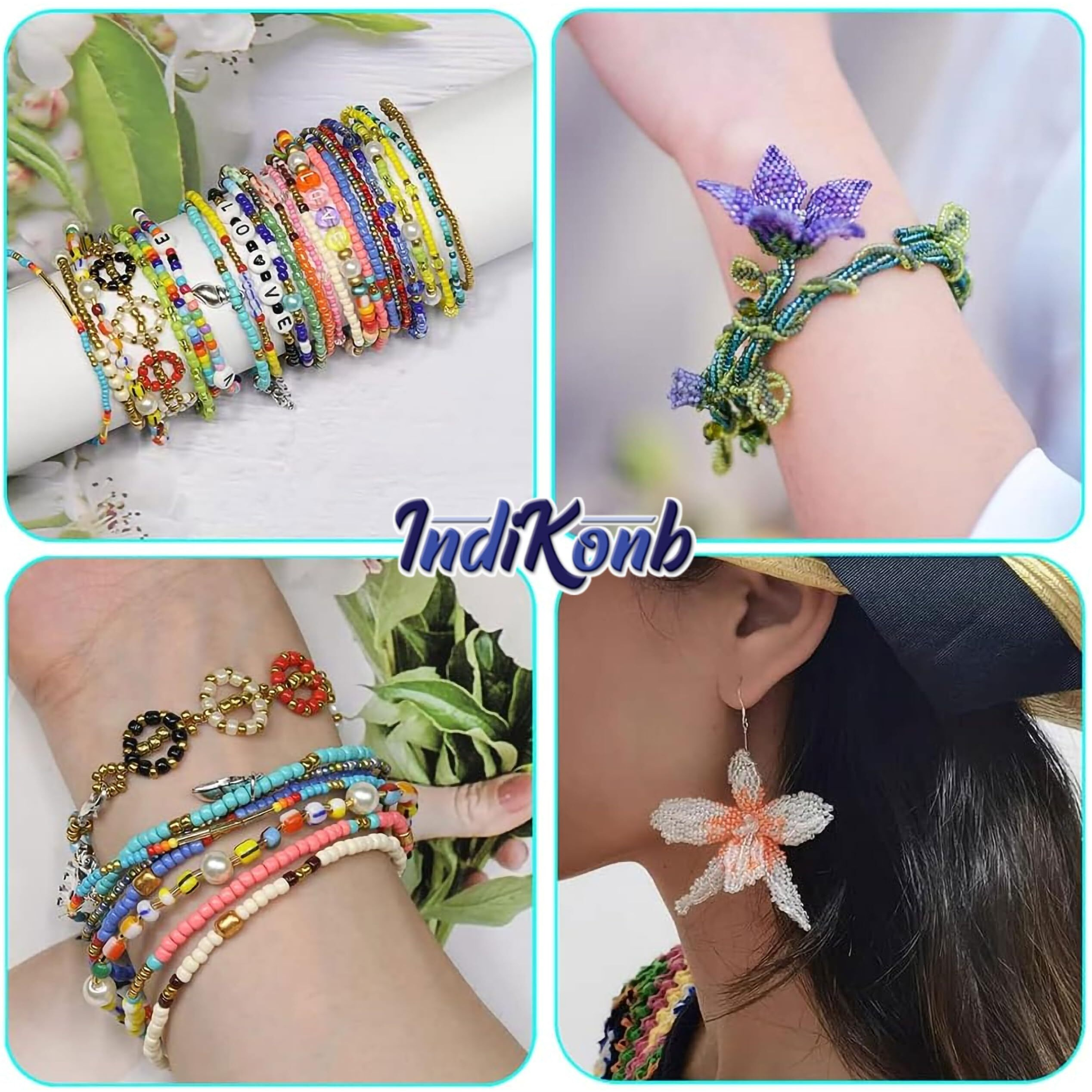 Indikonb Seed Beads Transparent Finish Small Glass Beads Size 8/0-3Mm Sugar Glass Beads For Embroidery, Aari Work, Jewellery Making (Blue)