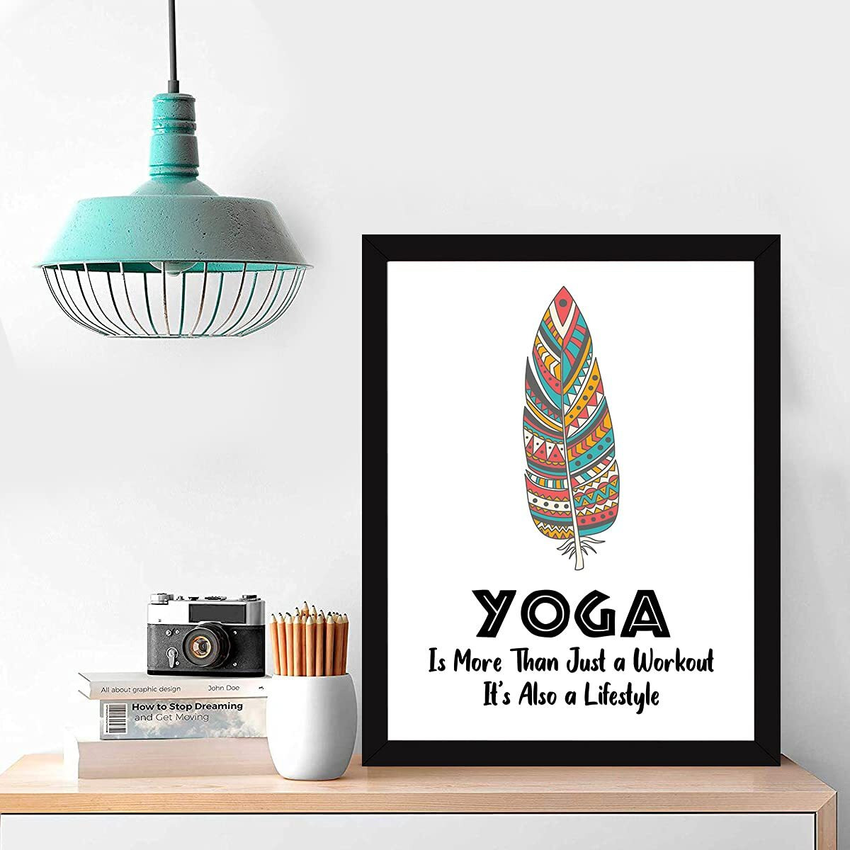 Chaka Chaundh - Yoga Quotes Frames - Meditation Quotes Wall Frame - Yoga Wall Frames - Yoga Wall Decor - Yoga Wall Art - Yoga Posters For Wall - (14 X 11 Inches) (Yoga Is More Than - White)