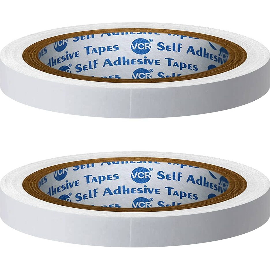 Vcr Double Side Tissue Tape - 45 Meters In Length - 06Mm / 0.25" Width - 02 Rolls Per Pack - Easy Tear For Double Sided Adhesive Use, Best For Arts, Crafts, Photography, Scrapbooking.