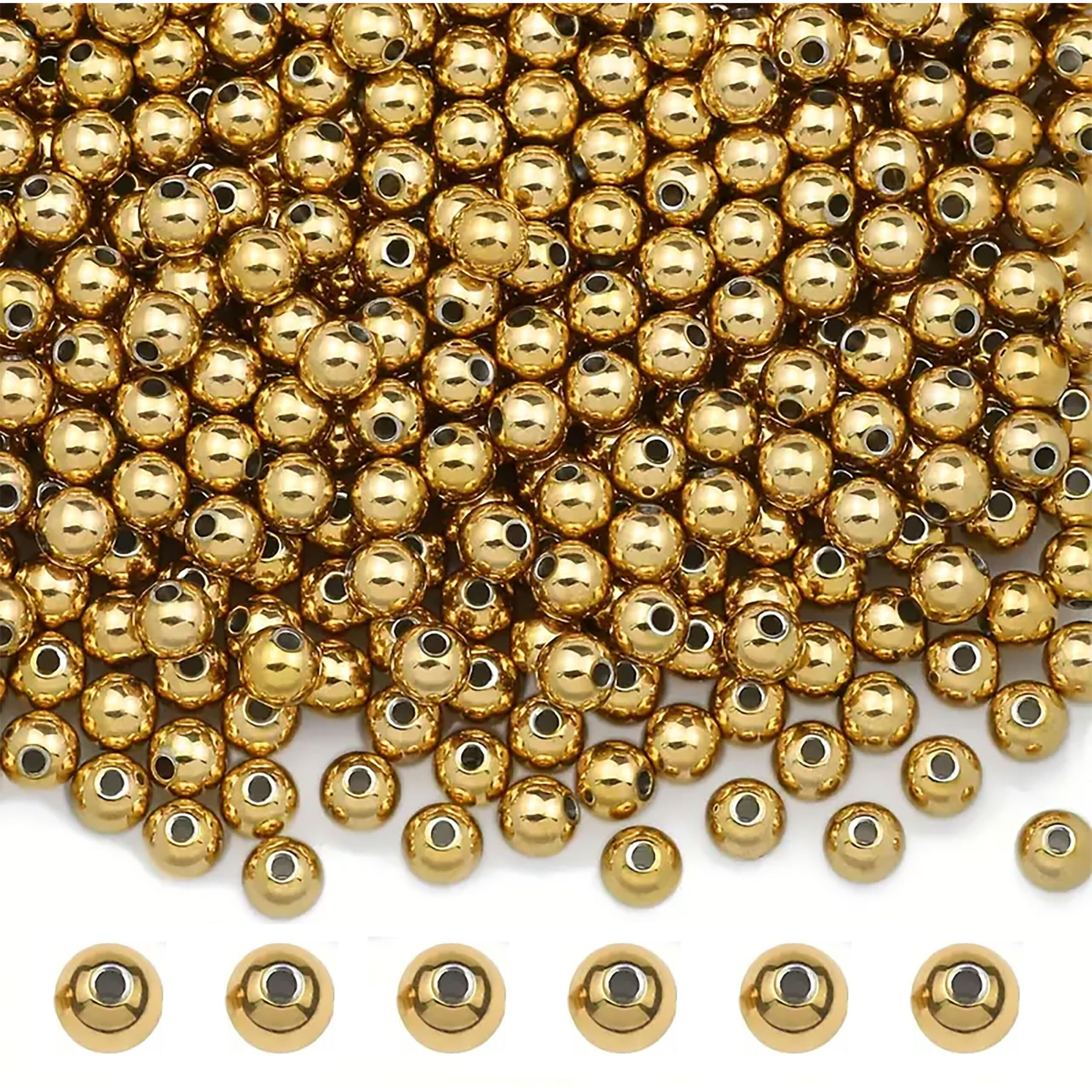 Indikonb Gold Pearl Beads For Crafts And Jewelry Making | Ccb Plastic Beads For Jewelry, Craft, And Diy Projects | Ideal For Bracelets, Necklaces, And Embellishments (Gold-8Mm)