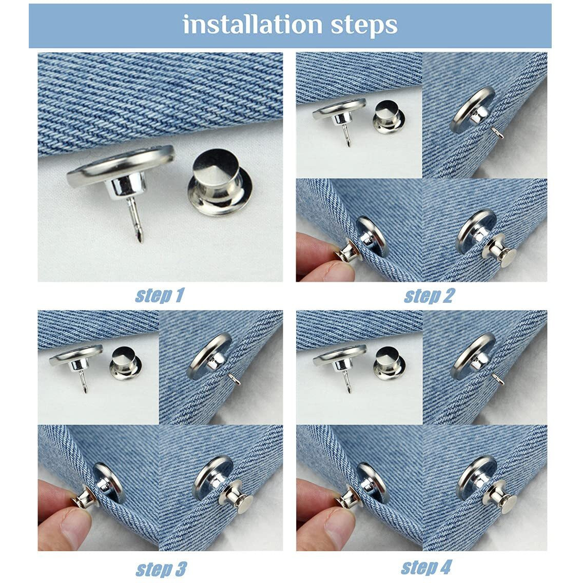 Hasthip 10Pcs Detachable Buttons For Jeans, No Sew Instant Loose Jean Button Pins Reusable Tightener Replacement Buttons For Clothes Adjustment, Hats Bags Decorations (Copper & Silver Combo)