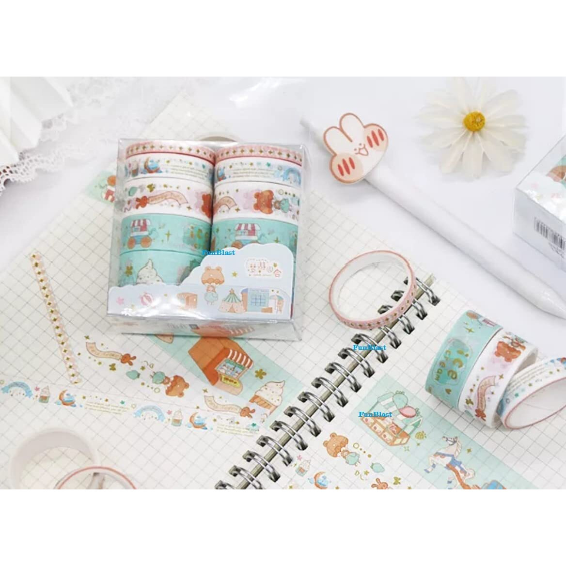 Funblast Washi Tape Set, Cute Washi Tape Kit, Designer Decorative Masking Tapes For Diy Crafts Arts Scrapbooking Bullet Journal Planners, Stationary Items For Kids - Best Return Gift Set_20 Pcs