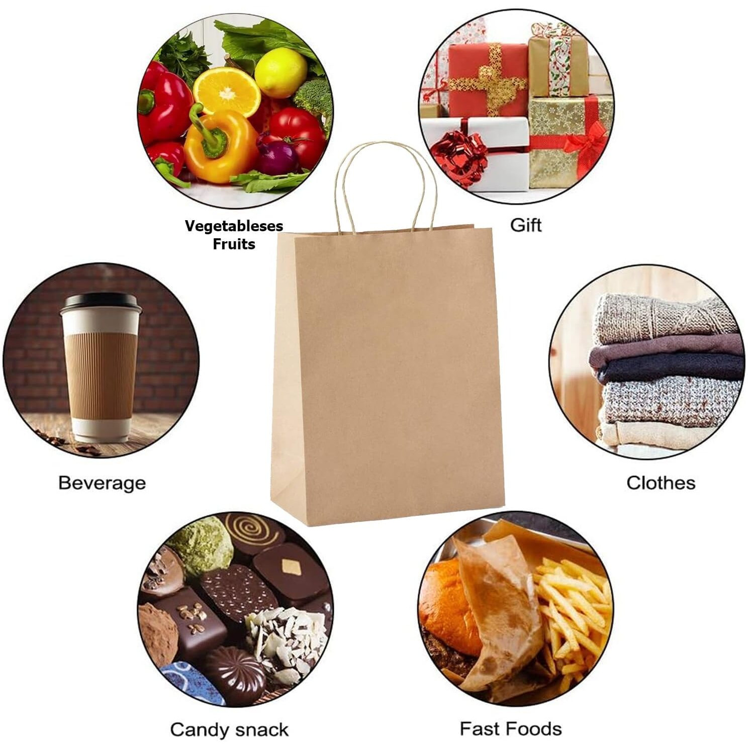 Aakriti Craft Paper Bags With Handles, 16.5 X 12.5 X 5.5 Inches Brown - Eco-Friendly - High Tensile & Load Capacity For Retail, Shopping, Wedding, Birthday (30 Pcs)