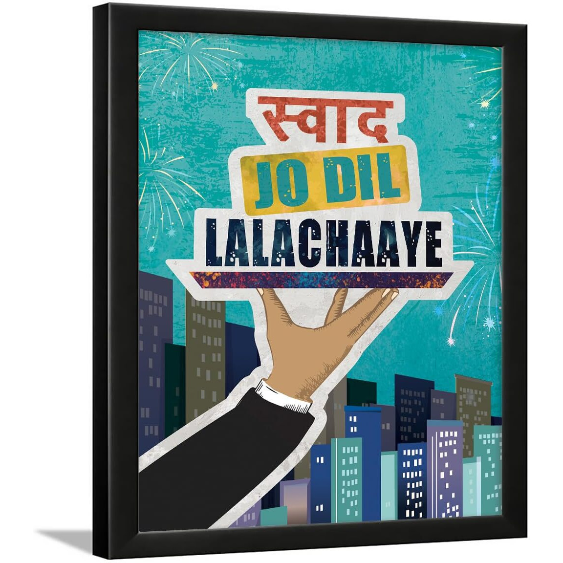 Chaka Chaundh - Hindi Kitchen Quotes Wall Frames - Food Poster For Restaurant, Mess, Bakery, Cookery - Dining Quotes Wall Frames - (14 X 11 Inches)