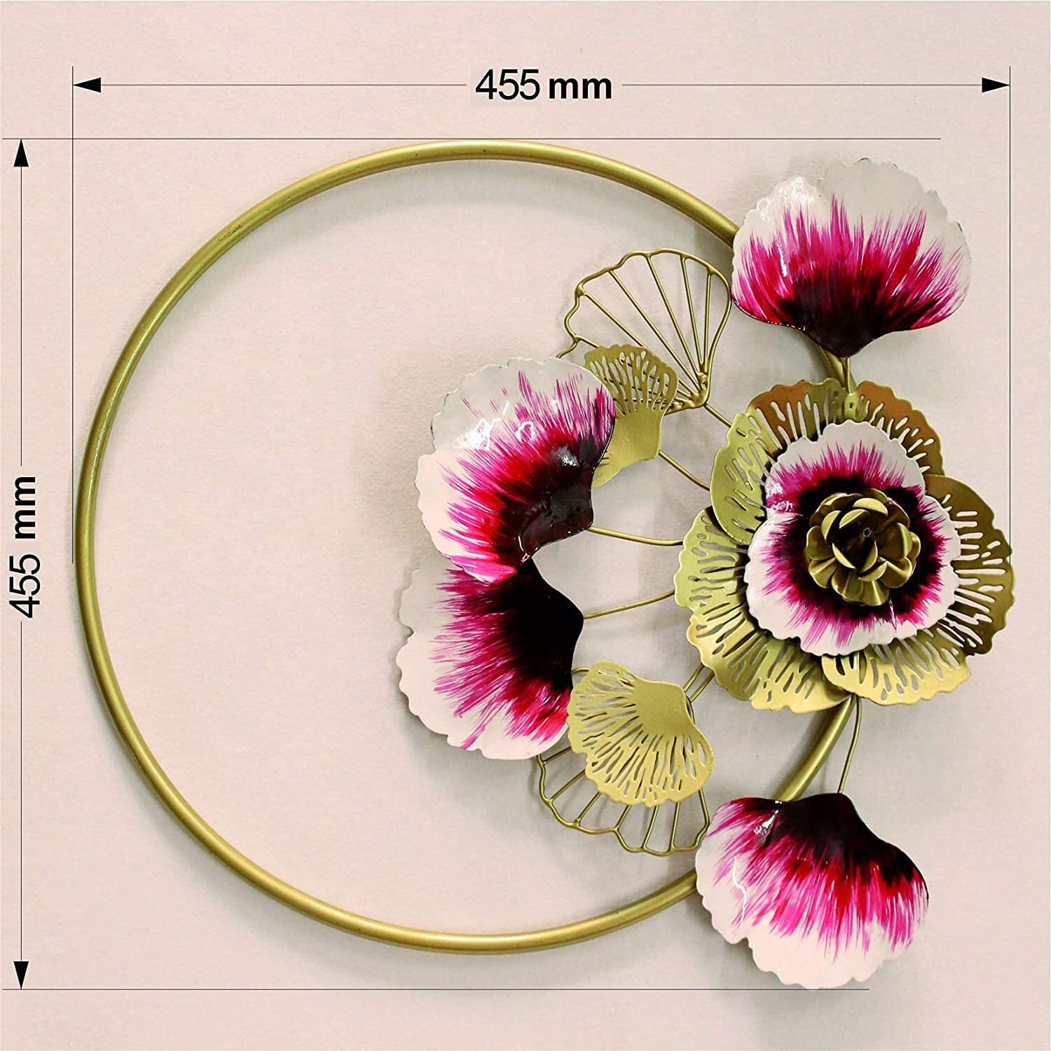 Artact Wall Art Flowers & Petals High Gloss Gold, White And Red Finish On Metal 455Mm,Landscapes,Floral