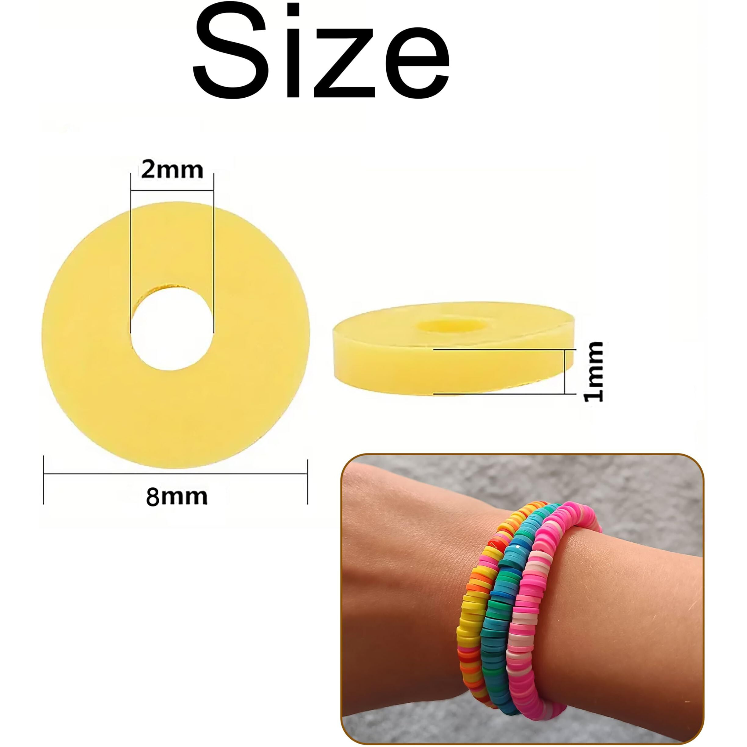 Indikonb Polymer Disc Rubber Clay Beads For Bracelets, Phone Charms, And Necklaces | Diy Colourful Flat Beads | 1000 Pcs Set For Jewelry Making And Crafts (White)