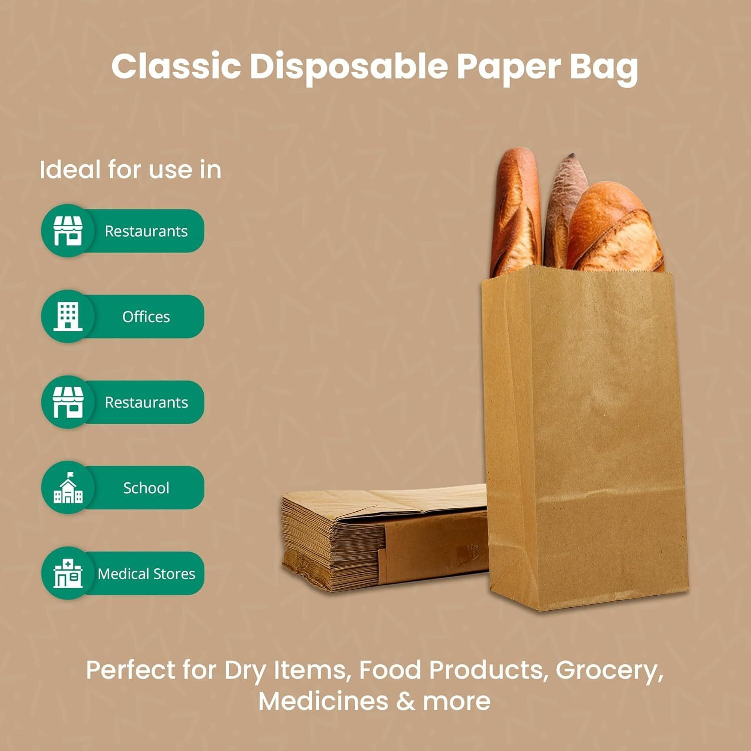 Ekysa Basics Brown Kraft Paper Bags With Handles  Recycled, Eco-Friendly Gift/Grocery/Cloth Carry Bags, 7X4X12 Inch, Pack Of 15