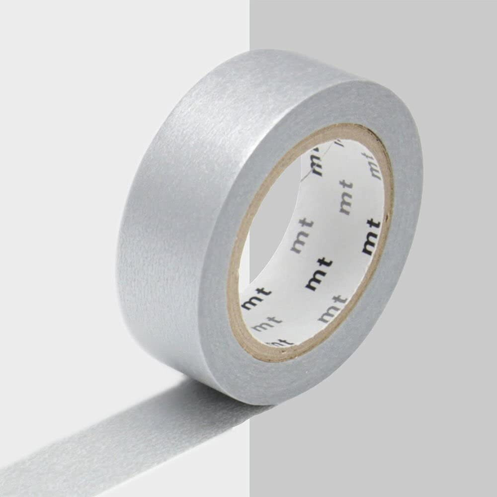 Mt Solids Washi Paper Masking Tape, 15 Mm X 10 Mtrs (Silver)