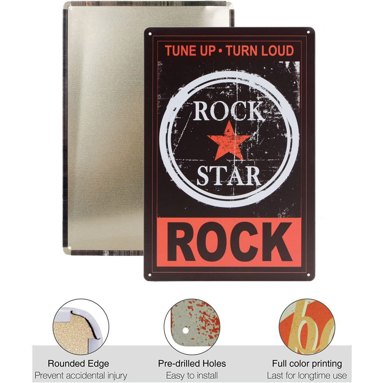 Store2508 Vintage Metal Tin Sign Poster  Rock Star 30X20 Cm