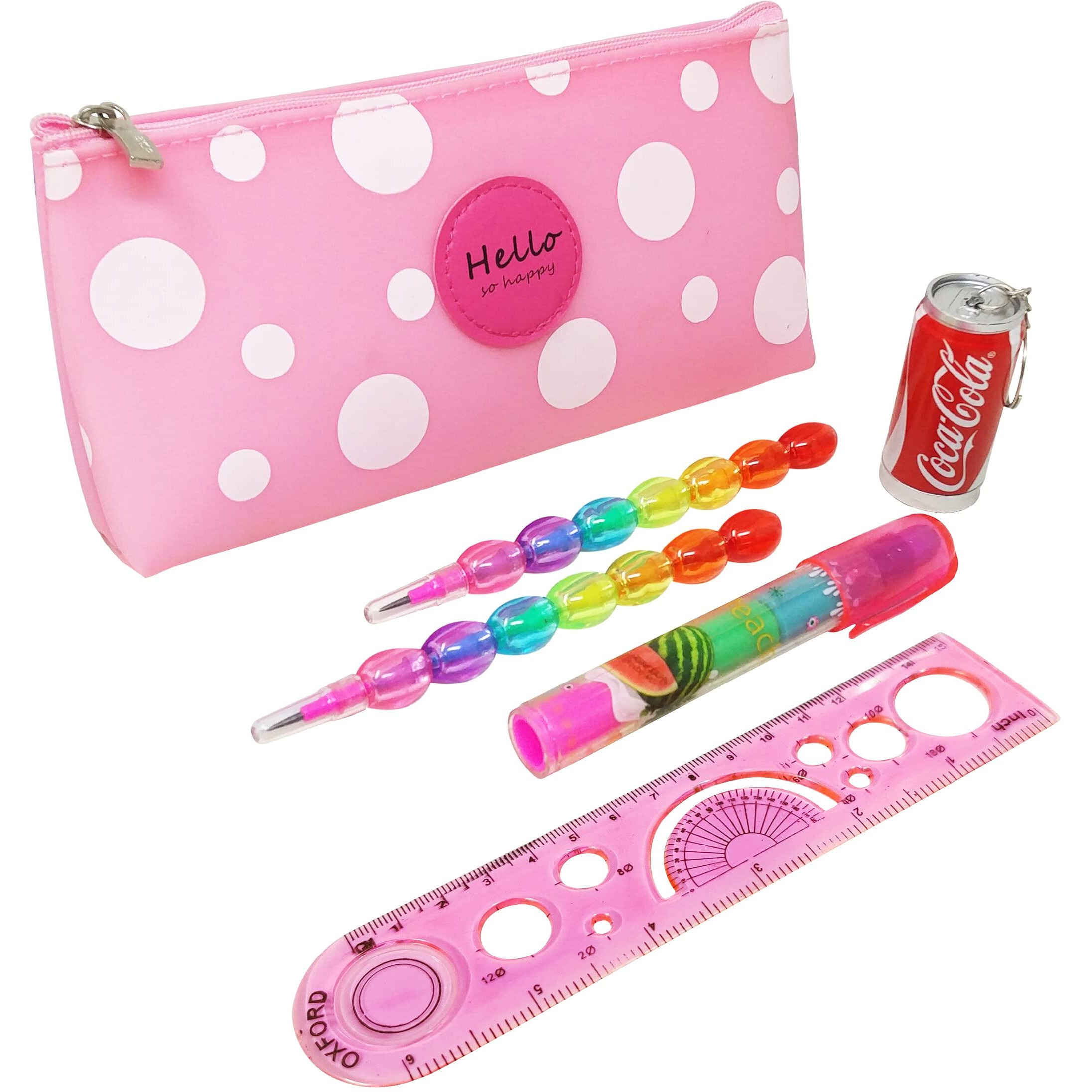 Parteet Combo (Pack Of 6 Items) Stationery Set With 1 Hello Pouch, 1 Folding Pen, 1 Eraser, 2 Pencils And 1 Scale For Kids