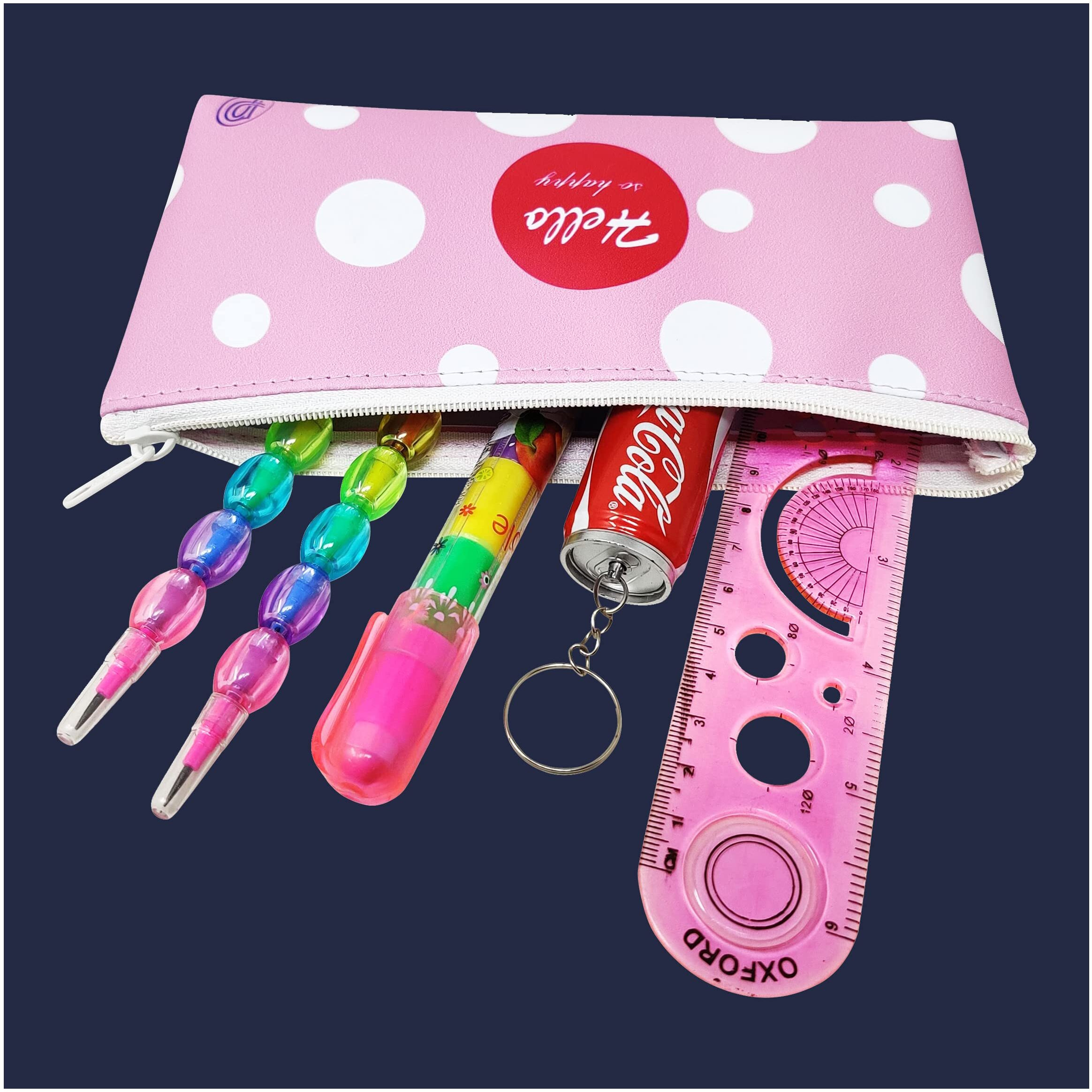 Parteet Combo (Pack Of 6 Items) Stationery Set With 1 Hello Pouch, 1 Folding Pen, 1 Eraser, 2 Pencils And 1 Scale For Kids