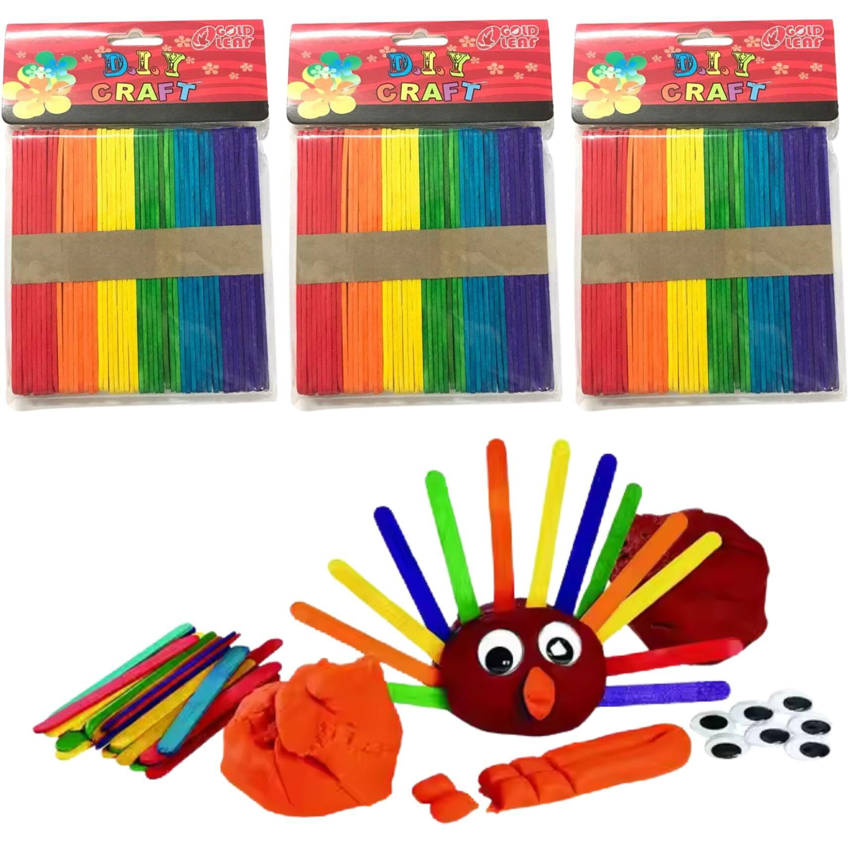 Gold Leaf Neo 6-In-1 Art & Craft Making Kit  Multi-Color Set With Zig-Zag Scissors, Needle Art Molds, Color Paper Sheets & Ice Cream Sticks For School Projects & Diy Decoration