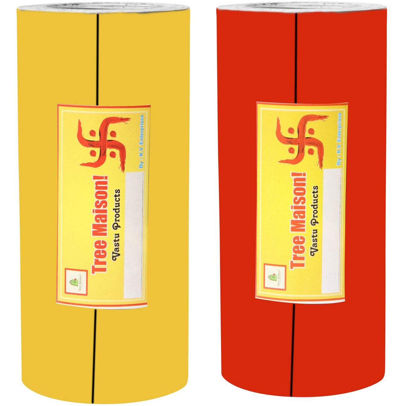 Treemaison Vastu Combo Of Yellow-Red Color Tape |Size - 4 Inch| Length- 8 Feet (Approx) | Vastu Remedy For Toilet | Main Door Entrance | Tape Remedy | (Pack Of 2)