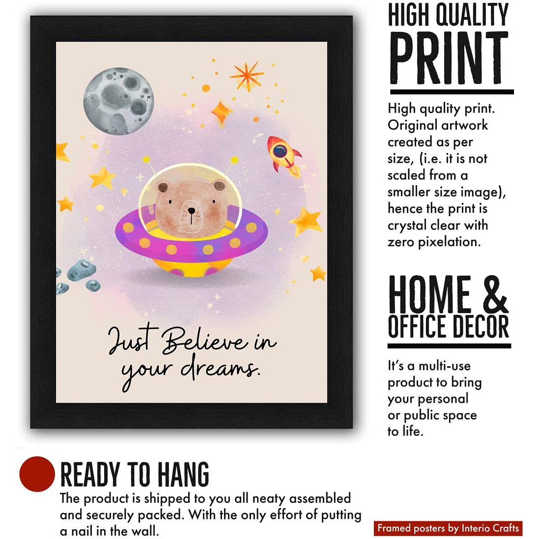Interio Crafts - Positive Motivational Quotes Frames  Framed Posters - Quotes Frames For Office Wall, Home Decor- Quotes Wall Frames - Posters With Frame - 13 X 10 Inches.