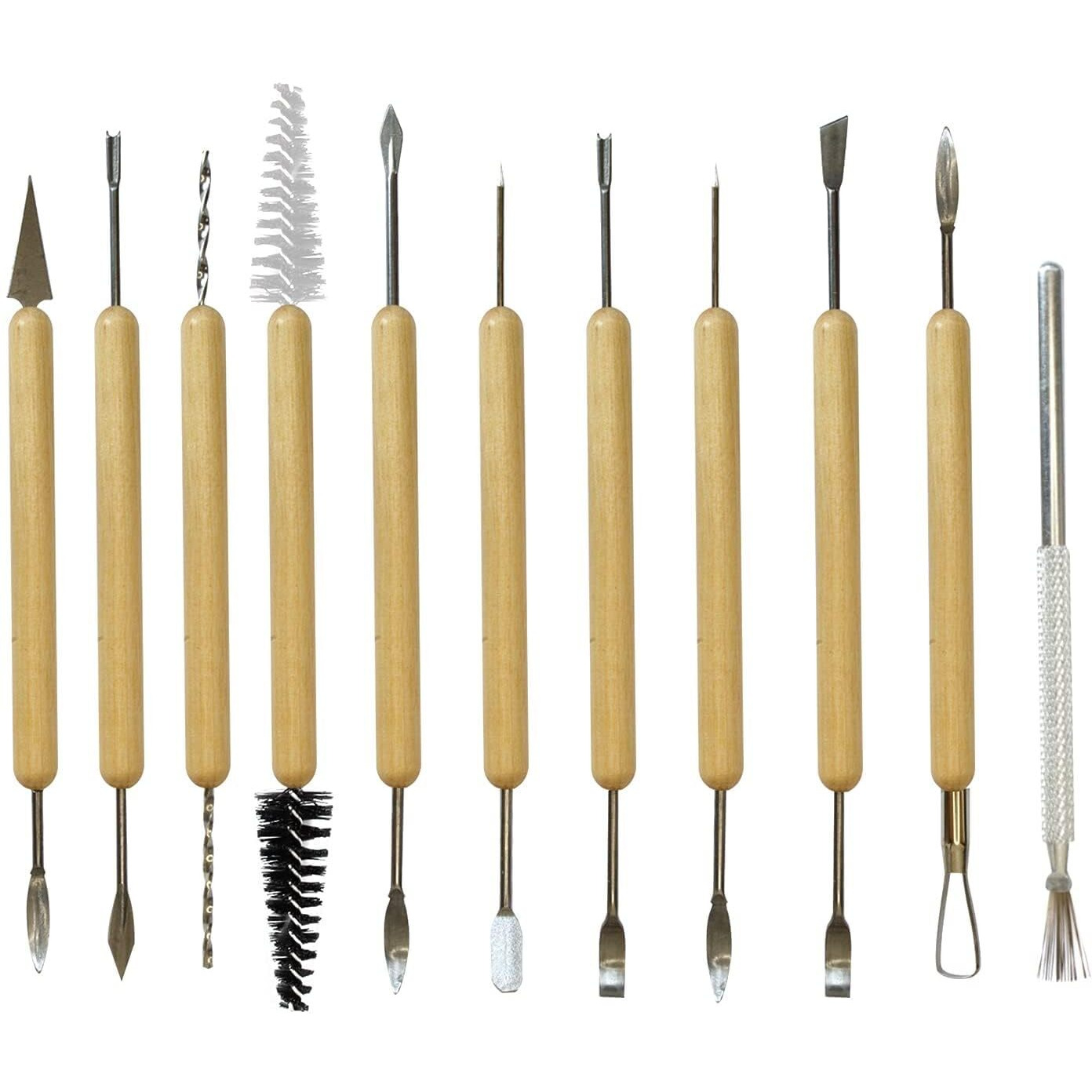 Schubert 11Pcs Clay Tools Kit | Pottery Tools & Sculpting Tools | Polymer Modeling Clay Cutters | Double Ended Wooden Tools | Sculpture Set For Carving, Ceramics, Molding, Diy
