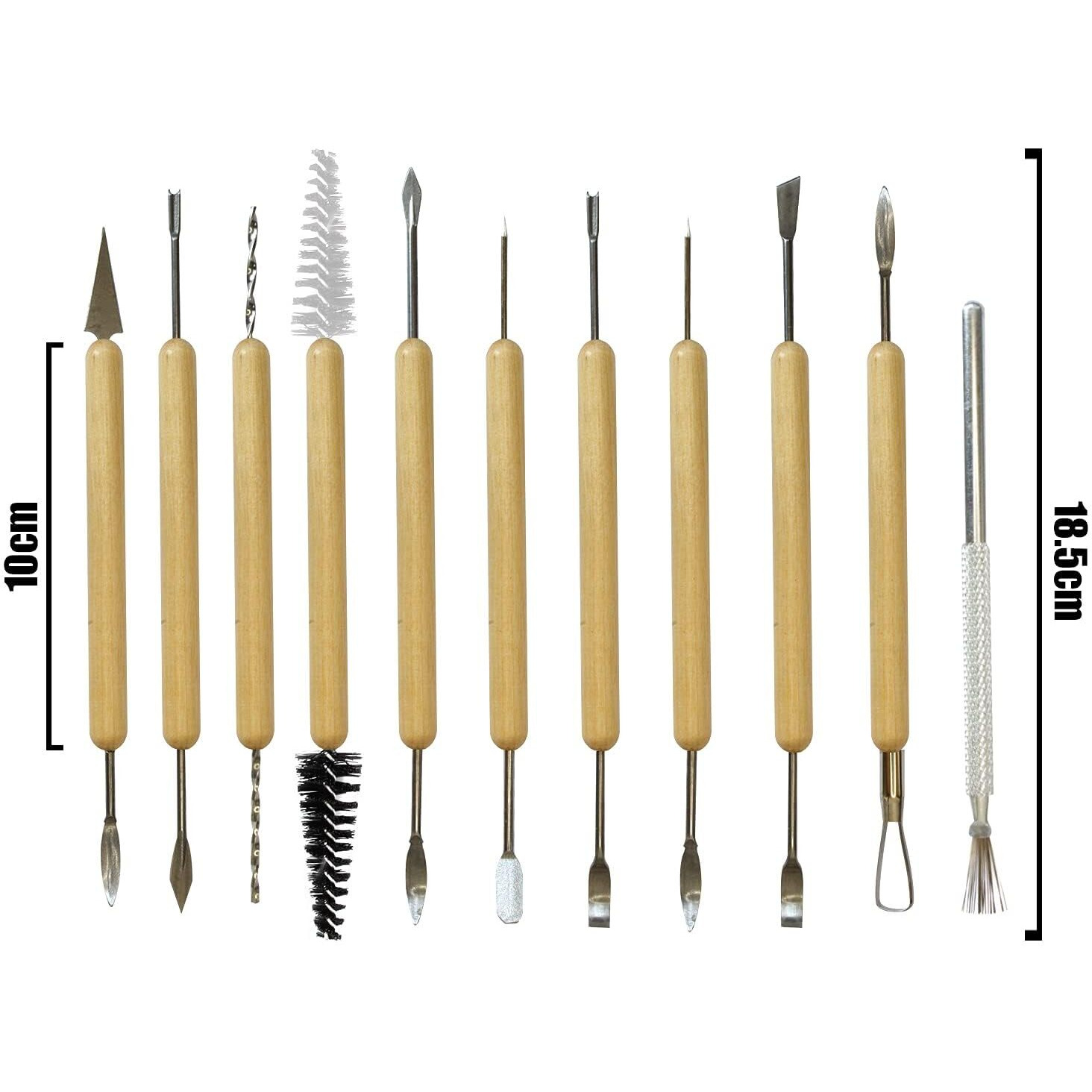 Schubert 11Pcs Clay Tools Kit | Pottery Tools & Sculpting Tools | Polymer Modeling Clay Cutters | Double Ended Wooden Tools | Sculpture Set For Carving, Ceramics, Molding, Diy