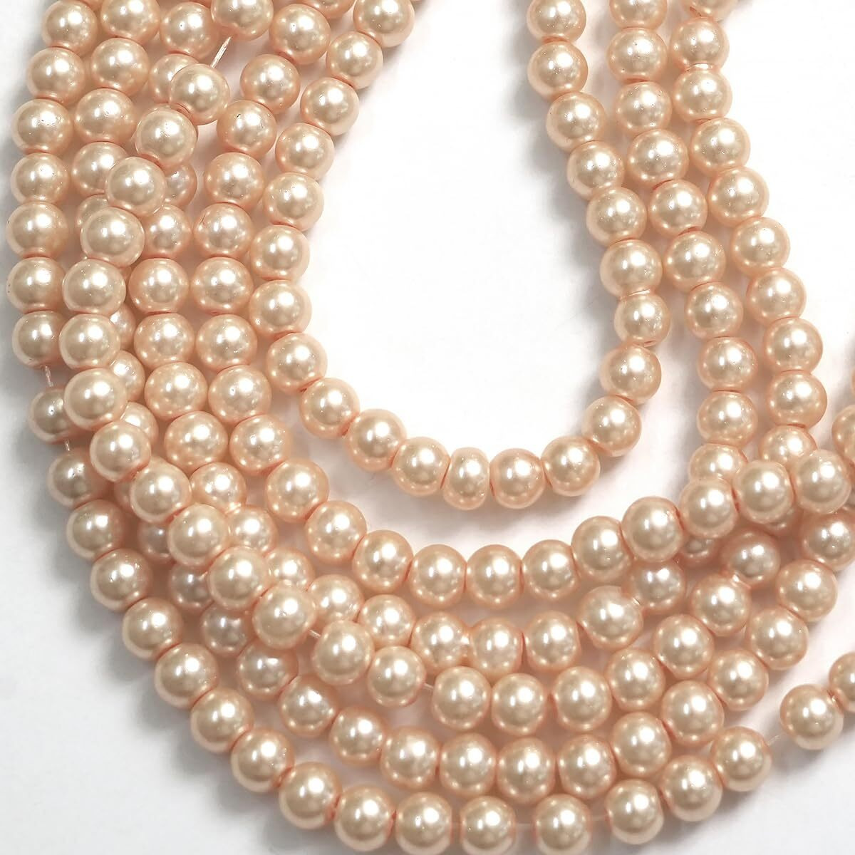 Embroiderymaterial Round Glass Pearl Beads For Jewellery Making, Bracelet Making, Beads For Craft, Embroidery Work, Diy Beads (6 Mm, 438 Pieces, Apricot Color)