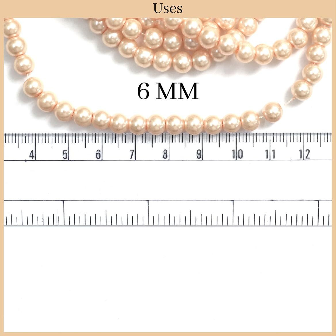 Embroiderymaterial Round Glass Pearl Beads For Jewellery Making, Bracelet Making, Beads For Craft, Embroidery Work, Diy Beads (6 Mm, 438 Pieces, Apricot Color)