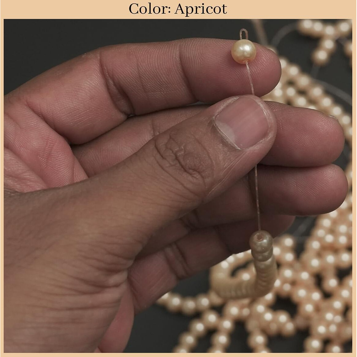 Embroiderymaterial Round Glass Pearl Beads For Jewellery Making, Bracelet Making, Beads For Craft, Embroidery Work, Diy Beads (6 Mm, 438 Pieces, Apricot Color)
