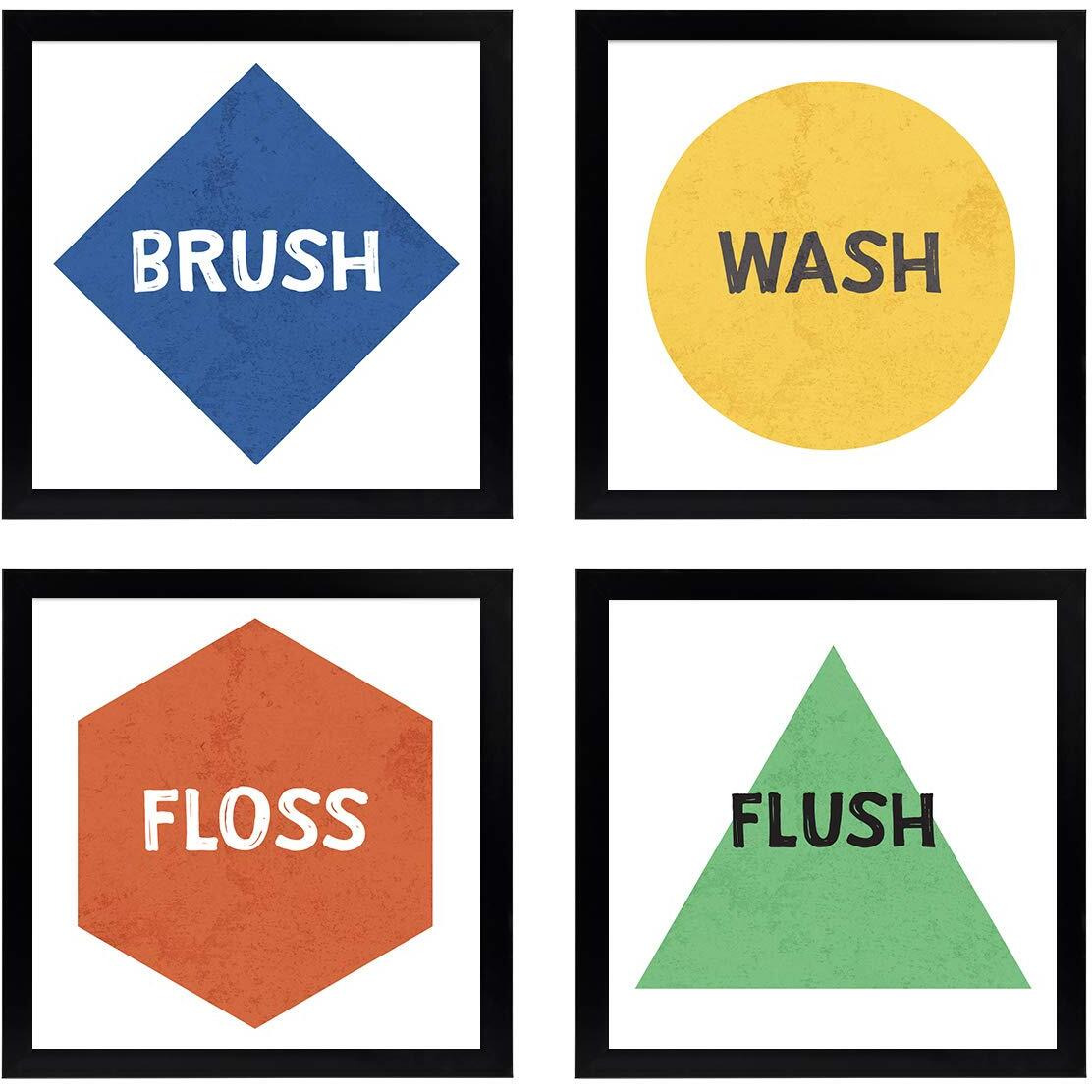 Chaka Chaundh - Bathroom Poster - Bathroom Posters With Frame - Bathroom Quotes Framed Posters - Washroom Quotes Frames - Toilet Quotes Wall Hanging - (23 X 23 X 4 Cm) Set Of 4 (Multicolor)