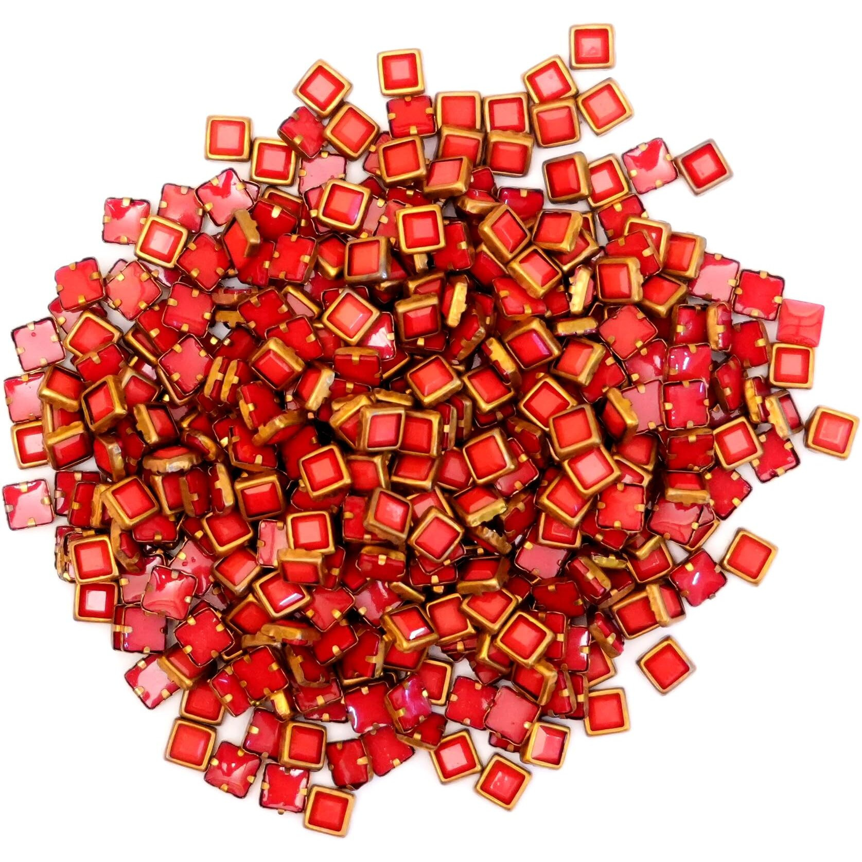 Embroiderymaterial Acrylic Flat Glue On Kundan Stones Beads For Craft, Jewellery Making, Bangles Work, Maggam Work Material, Stones For Embroidery & Aari Work (Red, Square Shape, 500 Pieces)