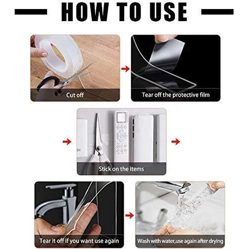Shopline Store Double Sided Adhesive Tape, Transparent Strong Adhesive Traceless Tape Removable Washable And Reusable Anti Slip Tape For Home Supplies