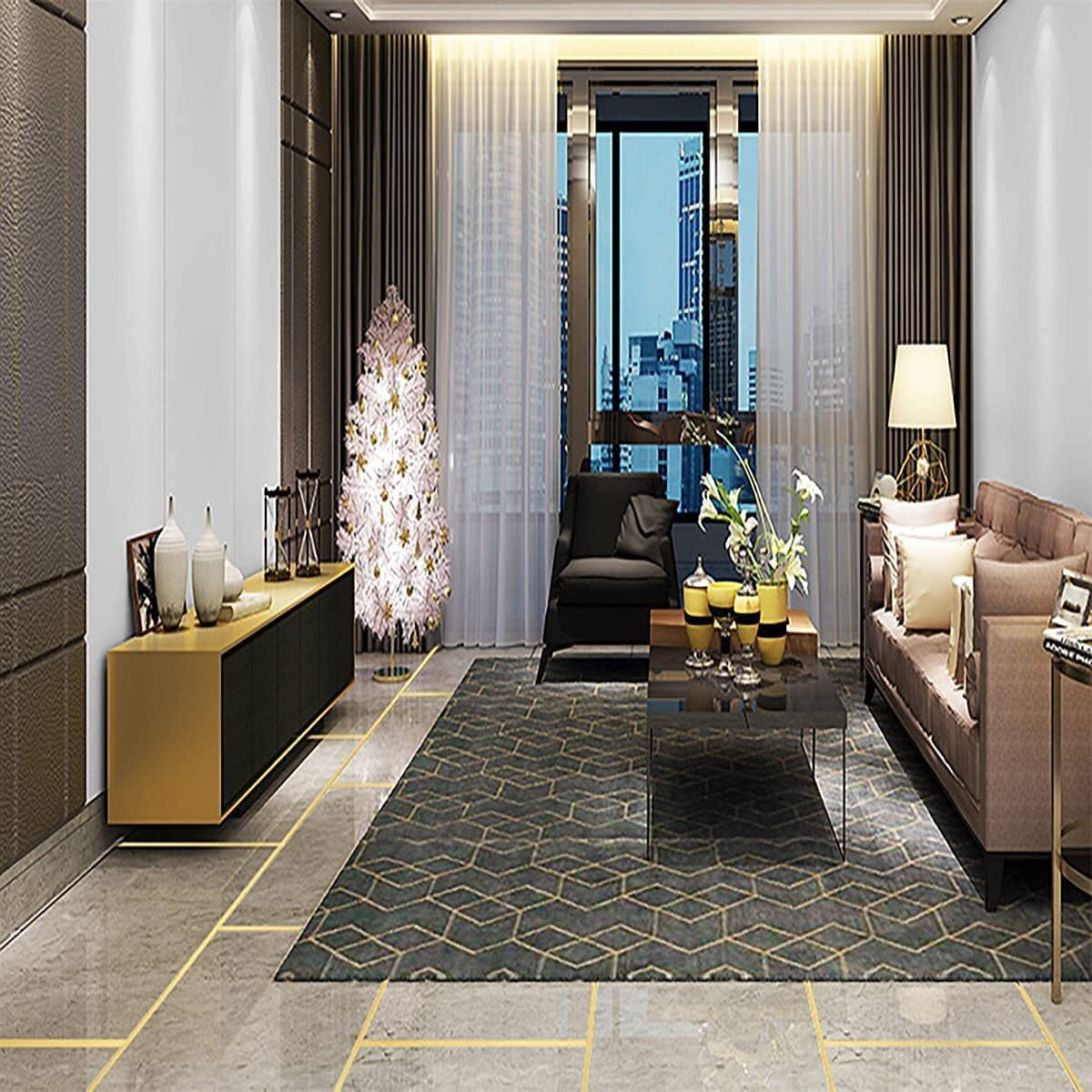 Sudsty Rusaahi Home Tile Sticker Waterproof Gap Sealing Tape Strip Self-Adhesive Tile Decoration Tape For Floor Tiles Wall, Cabinet, Kitchen Decor Tape (Golden)