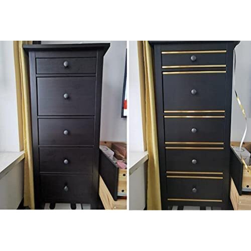 Sudsty Rusaahi Home Tile Sticker Waterproof Gap Sealing Tape Strip Self-Adhesive Tile Decoration Tape For Floor Tiles Wall, Cabinet, Kitchen Decor Tape (Golden)