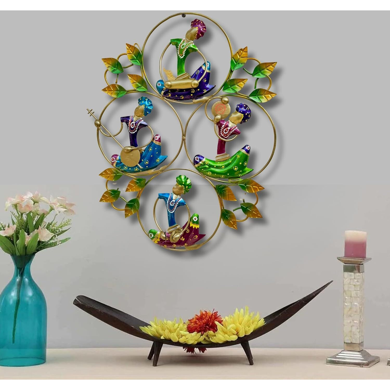 Rsn 4 Musician Doll Frame Metal Wall Art Wall Sculpture/Wall Hanging Home Decoration Perfect For Living Room/Bedroom/Drawing Room/Hotel/Restaurant (Size 24X20 Inch)