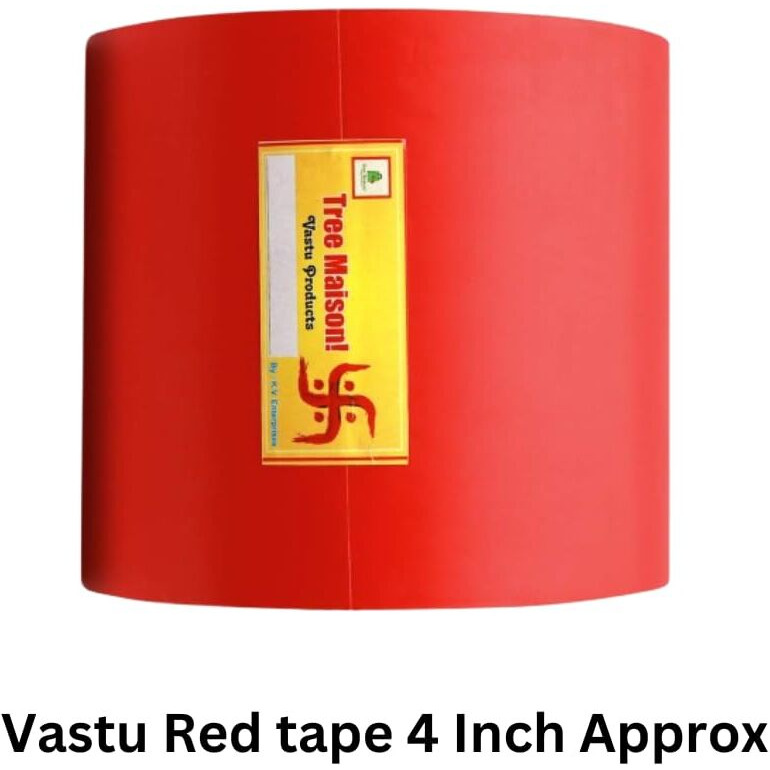 Treemaison Vastu Red Tape | Size - 4 Inch (96 Mm) Approx | Length- 20 Meter (Approx) | Vastu Tape Remedy For Toilet | Vastu Tape For Main Door Entrance | Tape Remedy | Pack Of 1