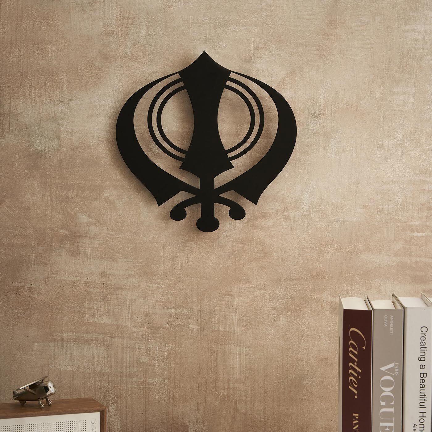 Decortwist Metal Black Sikh Symbol Khanda Wall Art Showpiece Perfect Decoration For Home Office Wall Decor Living Room Bedroom Ideal Gifts Item
