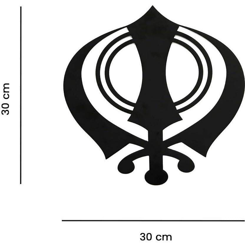 Decortwist Metal Black Sikh Symbol Khanda Wall Art Showpiece Perfect Decoration For Home Office Wall Decor Living Room Bedroom Ideal Gifts Item