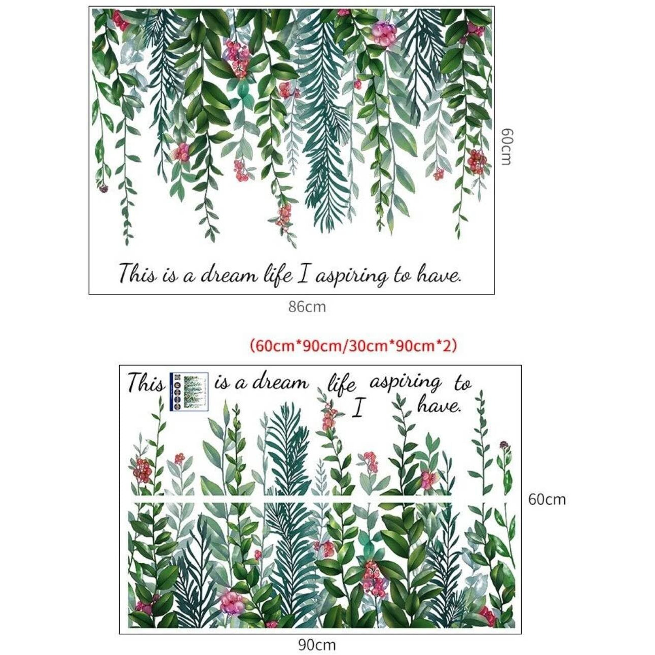 Indian Royals Green Vine Nature Wall Sticker - Tree Design For Living Room Decoration (60 Cm X 90 Cm)