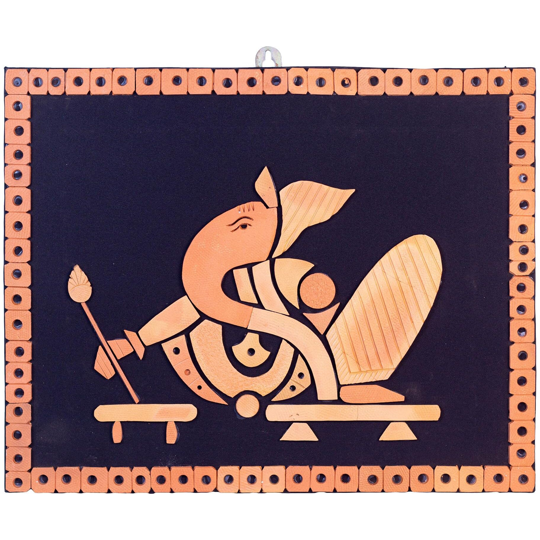 Amar Mati Terracotta Ganesha Writing Mahabharat Wall Art, Handmade, Decorative Wall Hanging For Livingroom, Puja, Home Decor, Gift (15 Inch X12 Inch)