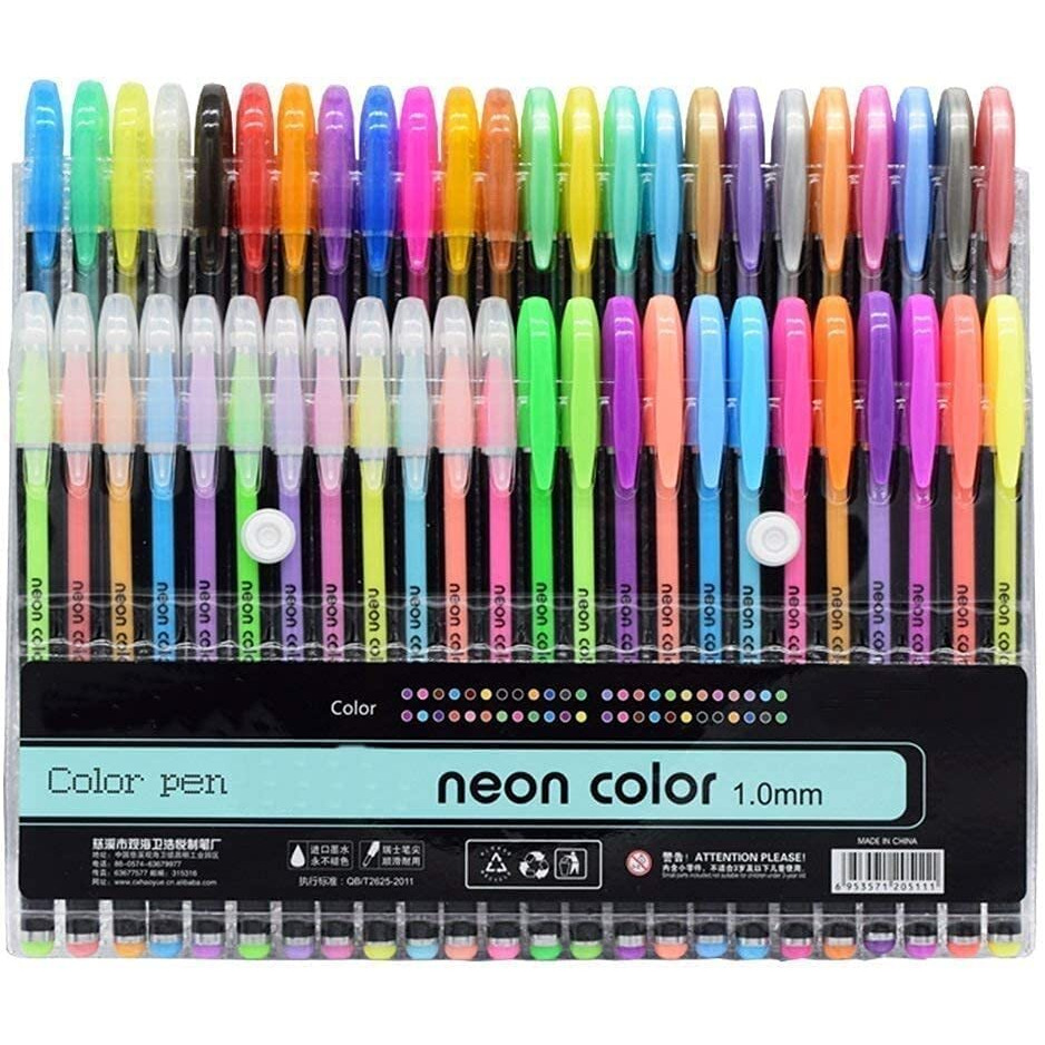 Super Toy 1.0Mm Neon Color Gel Pen Set Fine Tip Colouring Pens For Bullet Journal, Writing, Drawing, Mandala Art, School Craft Supplies - Pack Of 48 Pc