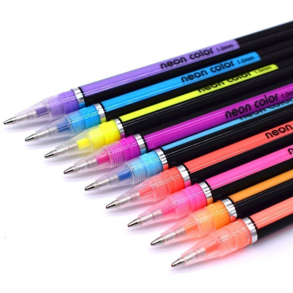 Super Toy 1.0Mm Neon Color Gel Pen Set Fine Tip Colouring Pens For Bullet Journal, Writing, Drawing, Mandala Art, School Craft Supplies - Pack Of 48 Pc
