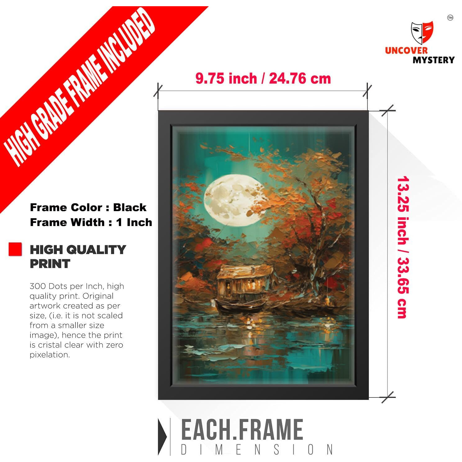 Uncover Mystery Modern Art Digital Hd Print, Framed Poster Wall Art For Home, Office, Living Room Wall Decoration, (Size - 9.75 X 13.25 In), Frame Color  -Black-119