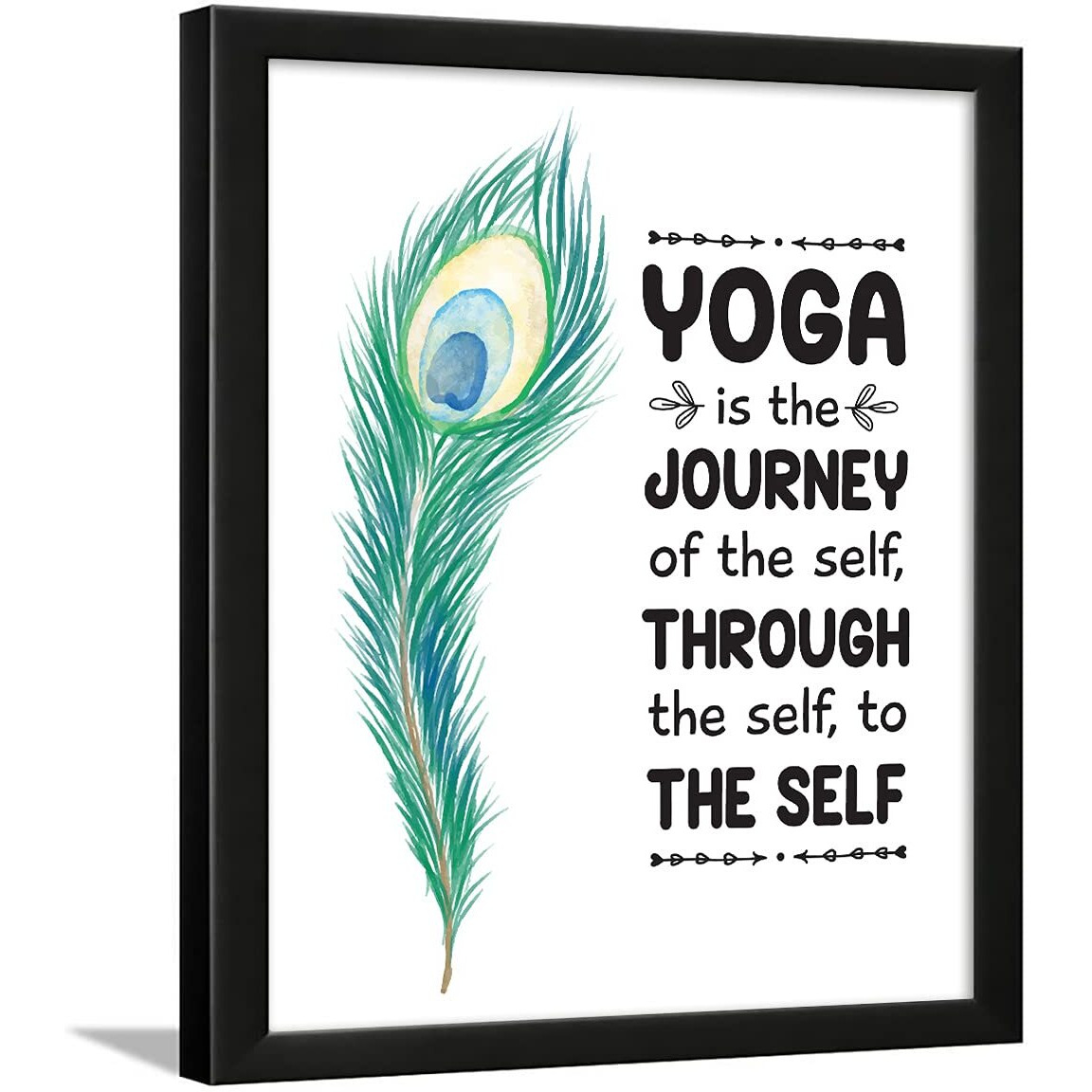 Chaka Chaundh - Yoga Quotes Frames - Meditation Quotes Wall Frame - Yoga Wall Frames - Yoga Wall Decor - Yoga Wall Art - Yoga Posters For Wall - (13.6 X 10.6 Inches) (Yoga Is The Journey - White)