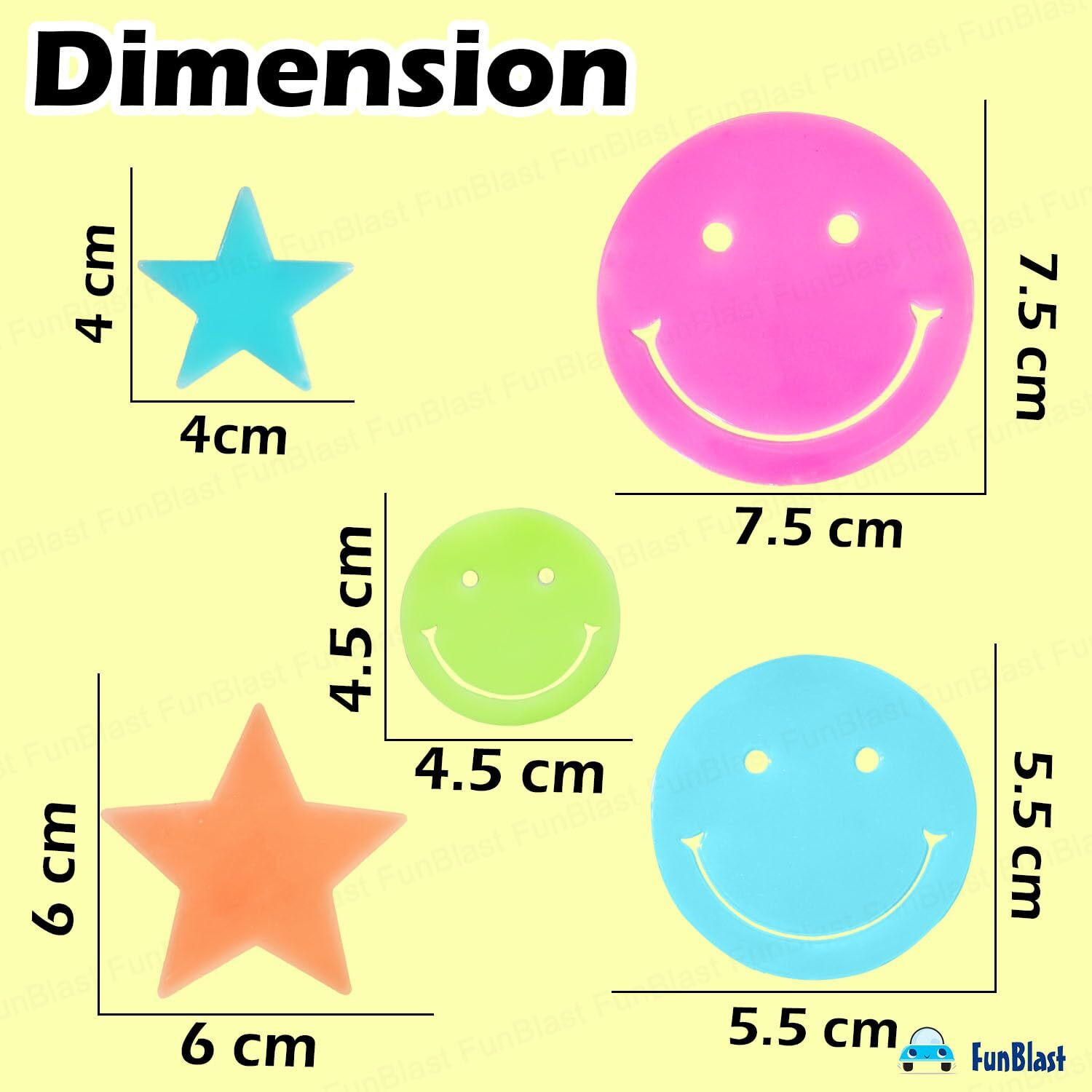 Funblast Star & Smile Shaped Glow In The Dark Radium Wall Ceiling Stickers, Decoration Stickers - 10 Pcs