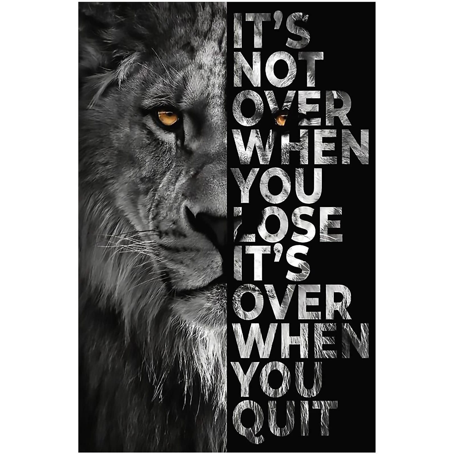 My D Square Vinyl Poster, Lion Its Not Over When You Lose, Motivational Quote Wall Paper For Living Room Bedroom Office Gym, Size 30 X 45 Cm Self Adhesive