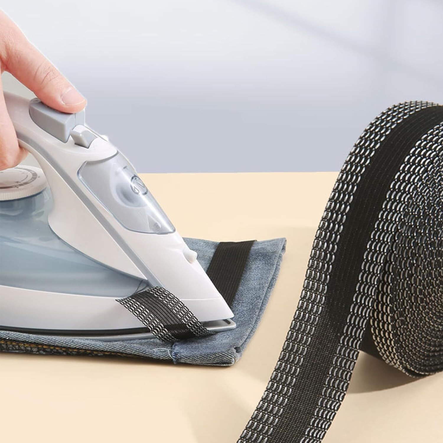 Shopvilla Iron Instant Hem Tape, 25Mm X 5M Trousers Edge Modified Strips, Permanent No Sew Hemming Tape, Washable Hem Adhesive Tape For Improve Jeans Suit Pant Trouser Mouth, Saree Tape Double Sided