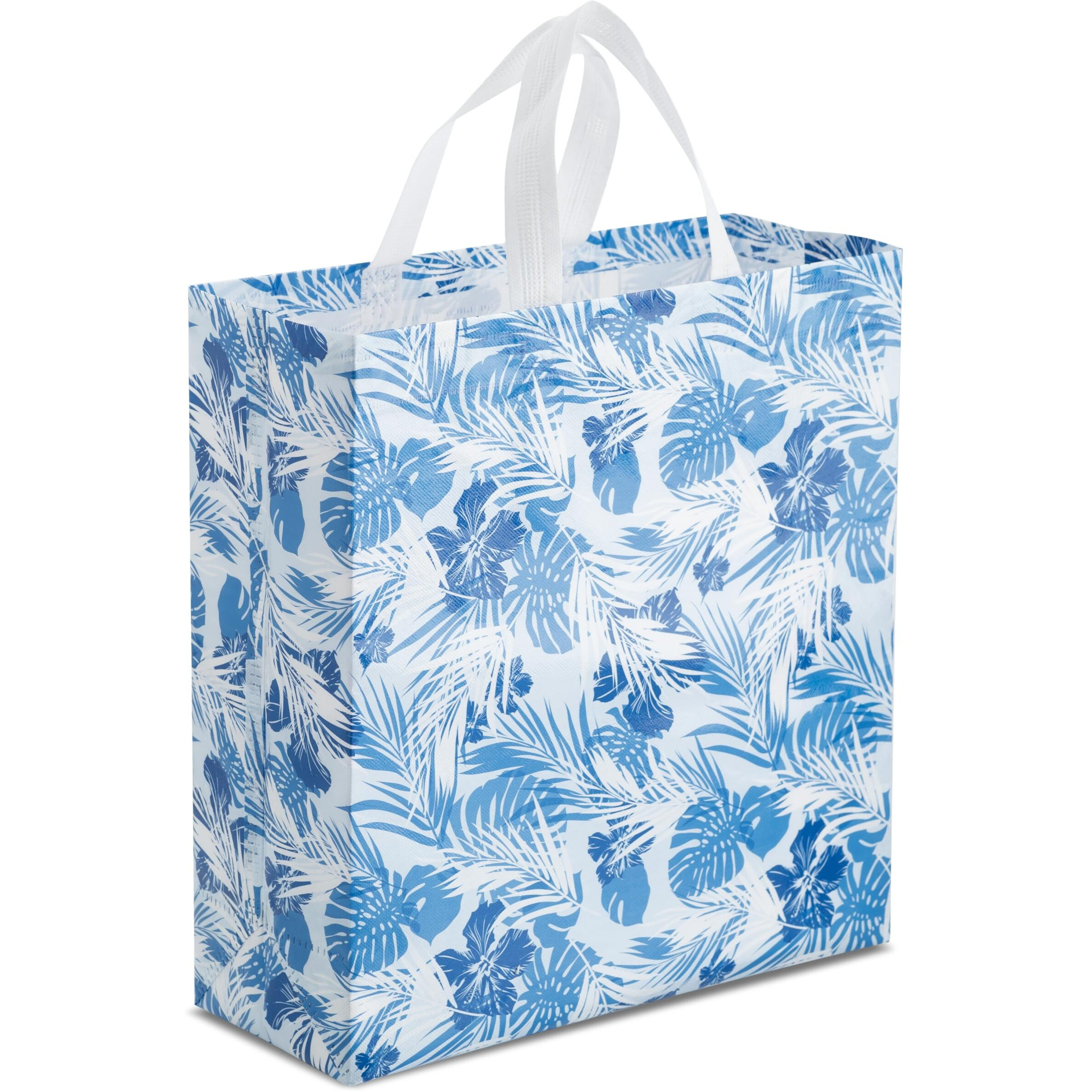 Drapme Large Size Pack Of 10 Pcs Rose Flower Printed Non-Woven Laminated Fabric Reusable Eco-Friendly Party Return Gift Bags (Large - 13X14X5 Inch)