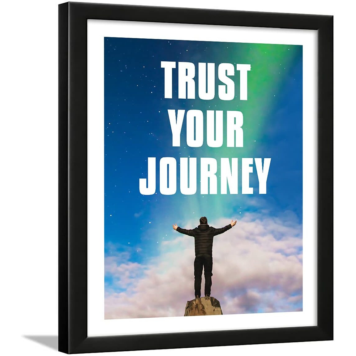 Chaka Chaundh - Motivational Quotes Frames - Framed Posters - Quotes Frames For Office, Student, Entrepreneur - Quotes Wall Frames - Posters With Frame (Trust Your Journey - Blue)