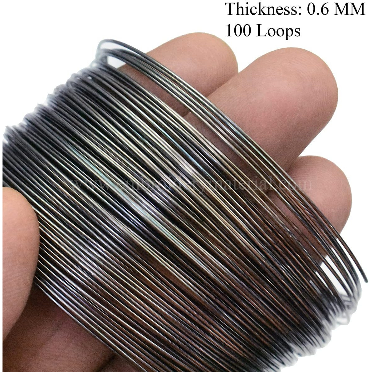 Embroiderymaterial 0.6 Mm Iron Metallic String Wire Resistant Strong Line For Jewellery Making/Beading/Earring/Necklace/Bracelet/Art Diy Projects & Other Craft (Gunmetal 23 Gauge, 6Cm/Loop, 100 Loops)