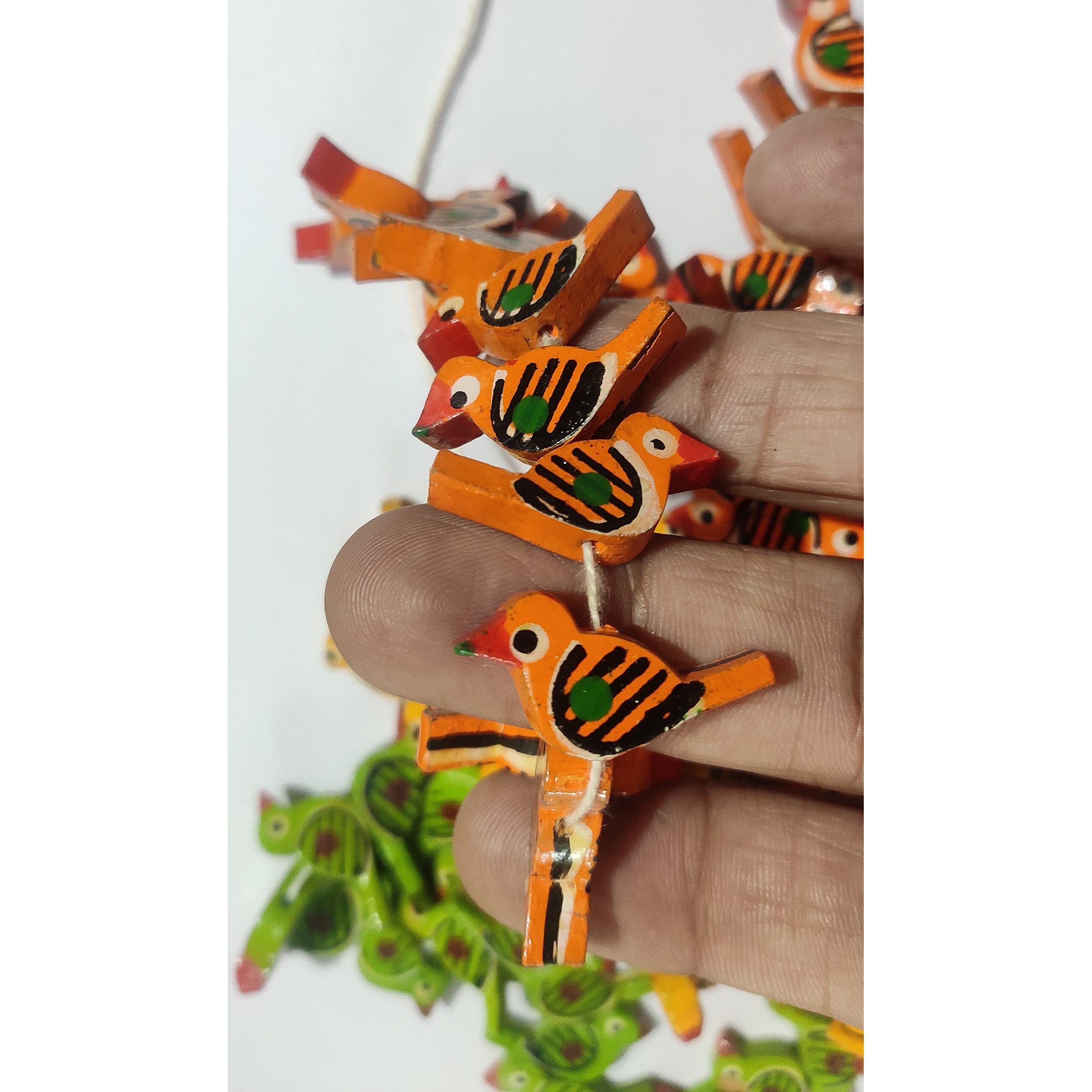 Wooden Birds Beads Multicolored 1X0.55 Inch For Jewellery Making, Beading, Art And Crafts And Craft Work, Pack Of 60 Pcs. (20 Pc Each Colour)