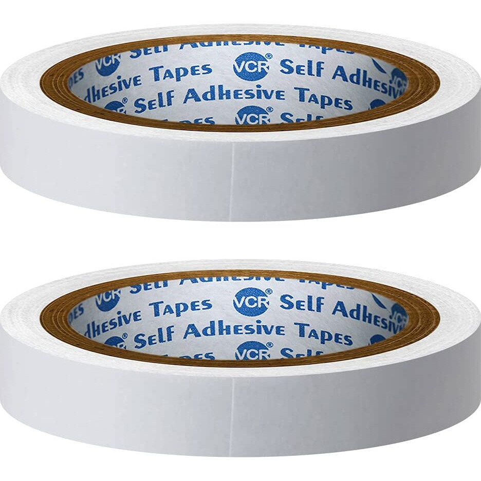 Vcr Double Side Tissue Tape - 10 Meters In Length - 12Mm / 0.5" Width - 02 Rolls Per Pack - Easy Tear For Double Sided Adhesive Use, Best For Arts, Crafts, Photography, Scrapbooking.
