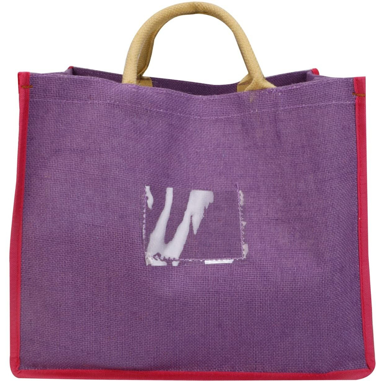 Double R Bags Reusable Grocery Shopping Jute Gift Bag With Cotton Handle For Wedding, Return Gifts & Birthday Party - (Purple) Pack Of 24