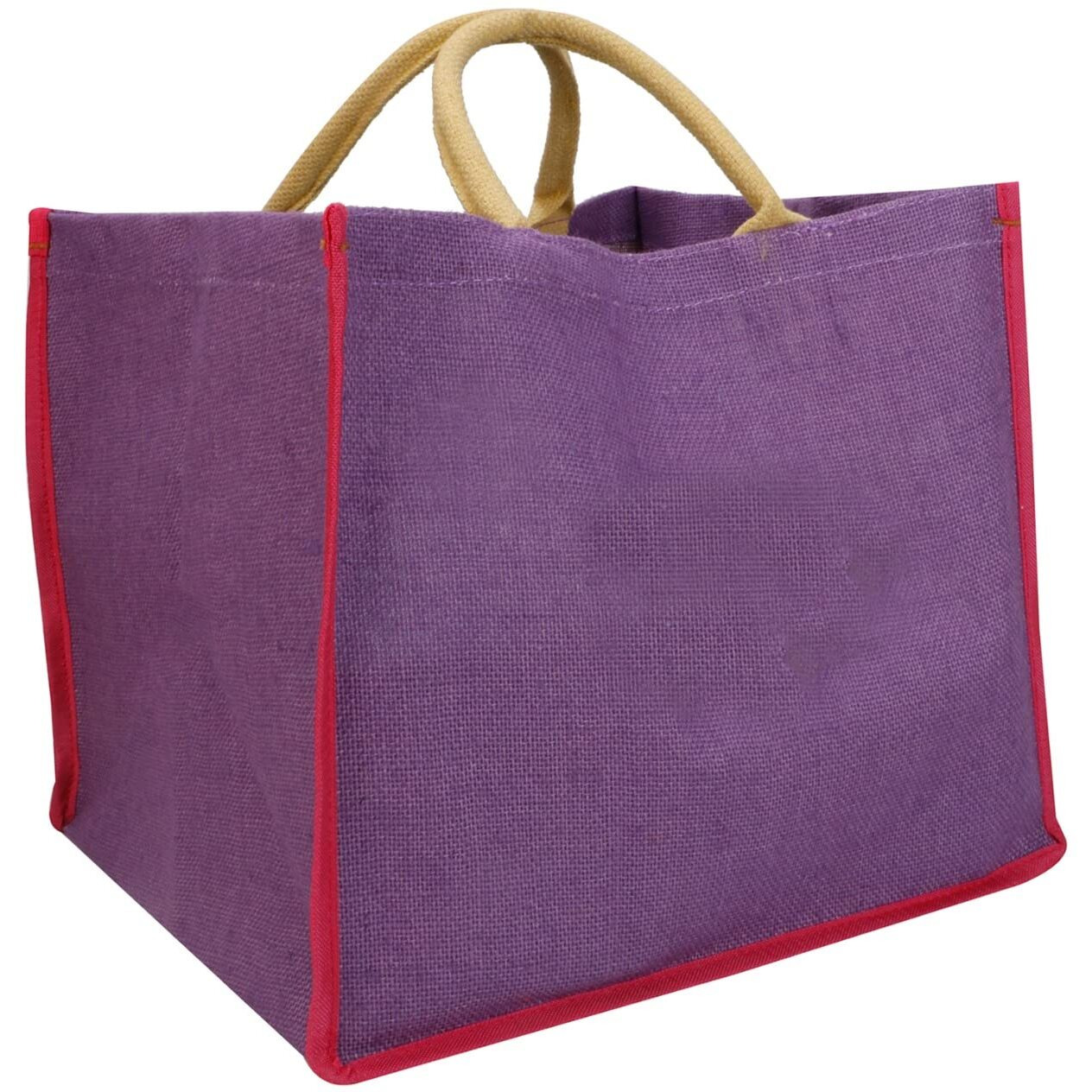 Double R Bags Reusable Grocery Shopping Jute Gift Bag With Cotton Handle For Wedding, Return Gifts & Birthday Party - (Purple) Pack Of 24
