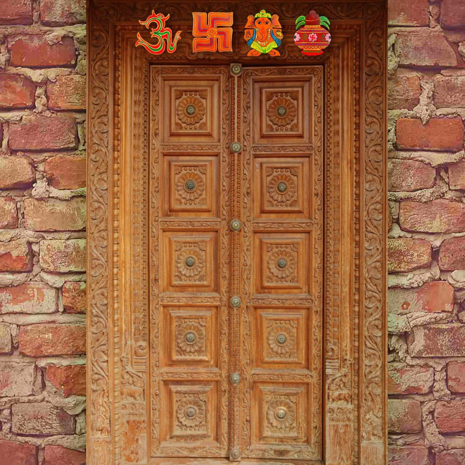 Fine Craft India Om Symbol Hand Made Wooden Wall Hanging | Wall Decor For Positive Energy For Home And Office (L- 8 X W- 0.5 X H- 8 Inch, Color May Vary)